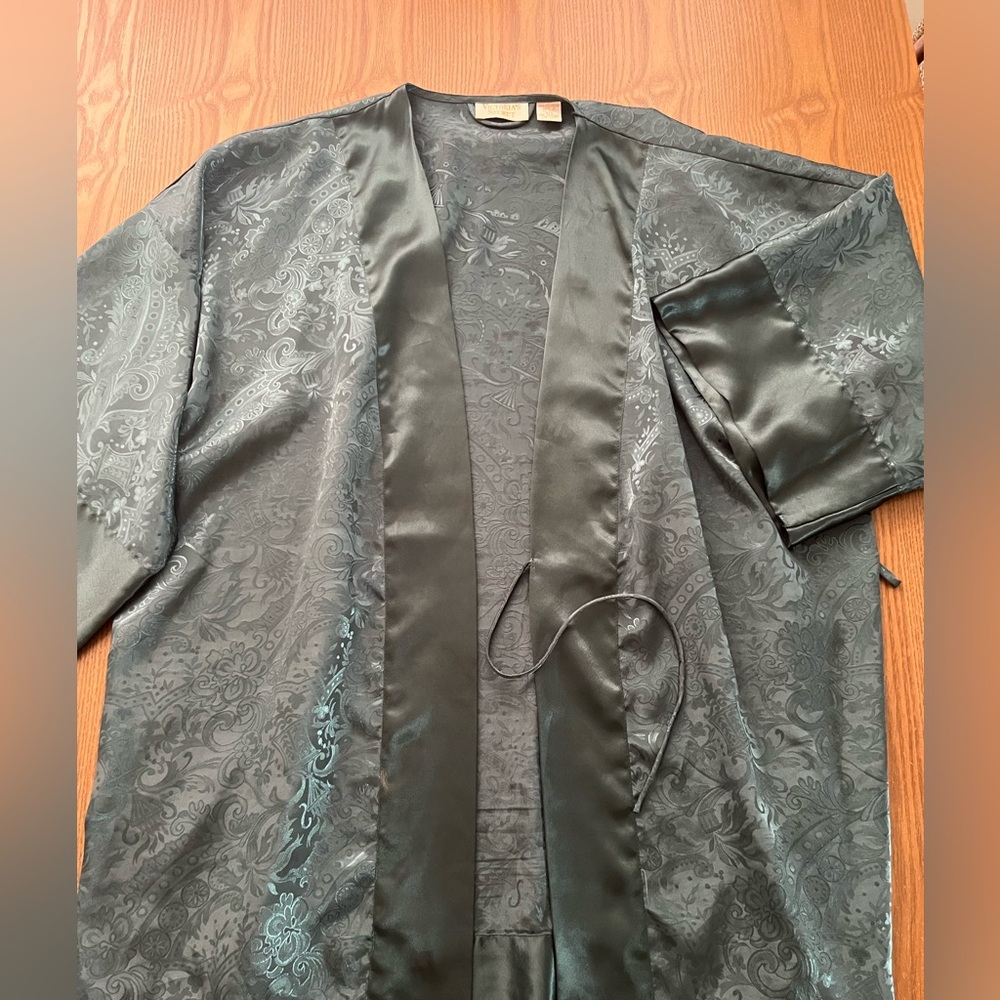 Victoria's Secret Green Satin Gold Label Robe